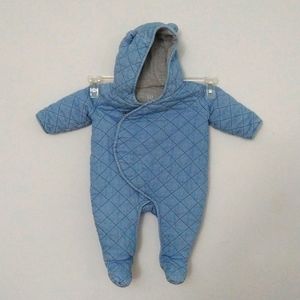 Baby Gap Quilted Blue Chambray Snowsuit Size 3-6 Months